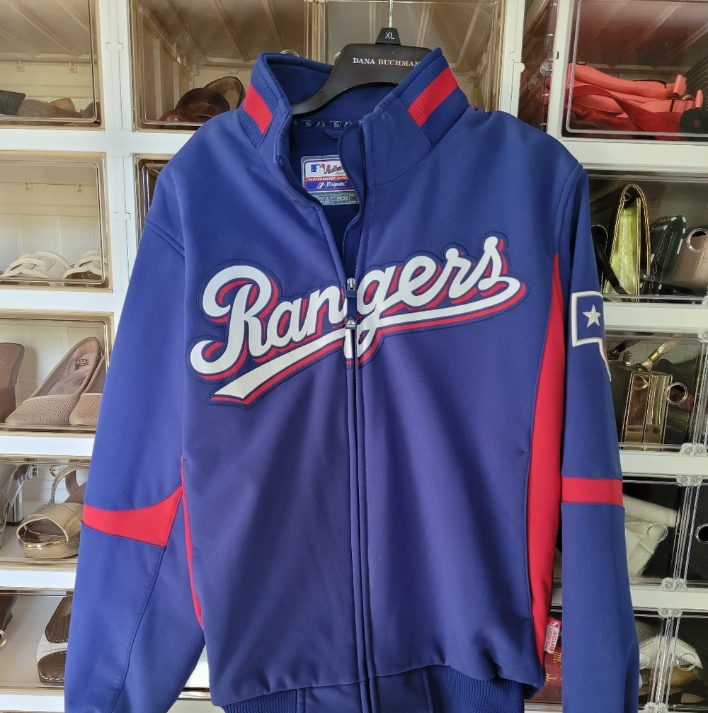 Texas Rangers Majestic Therma Base Full Zip Up Jacket Sz M